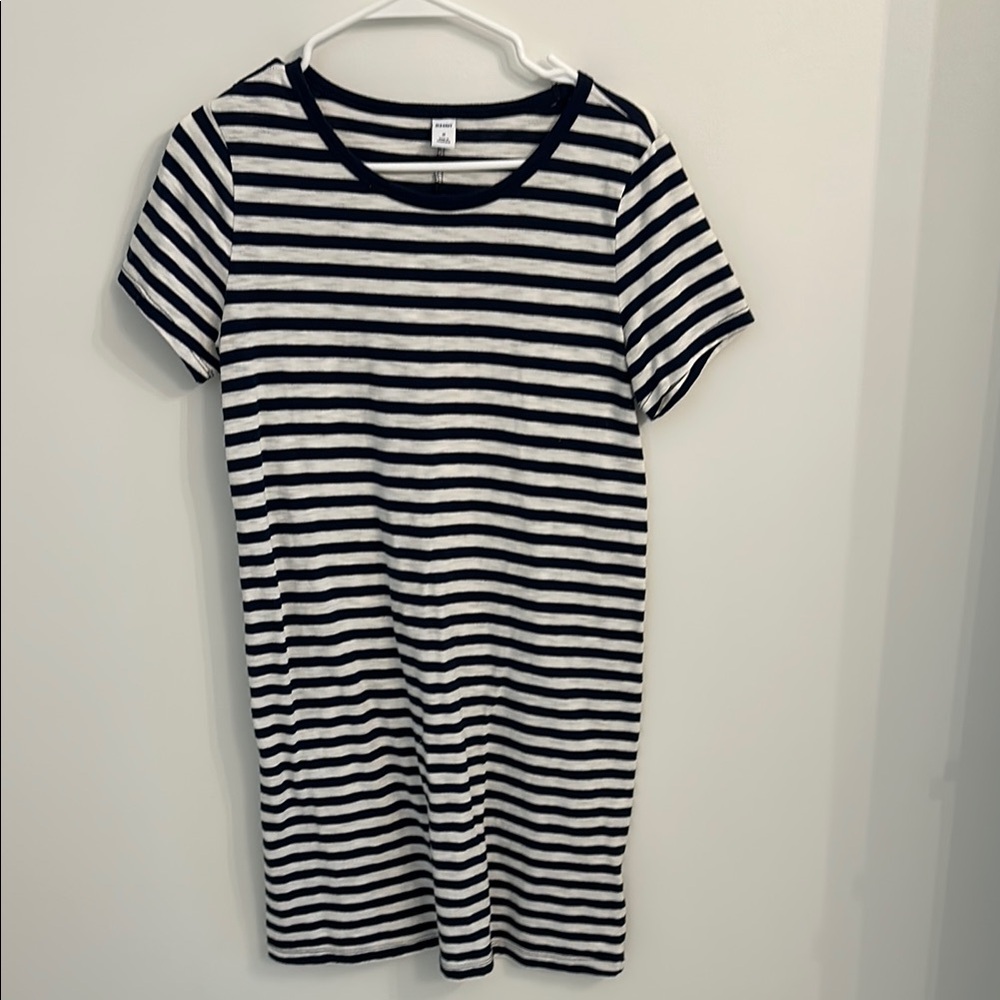 Navy and White Striped T-Shirt Dress